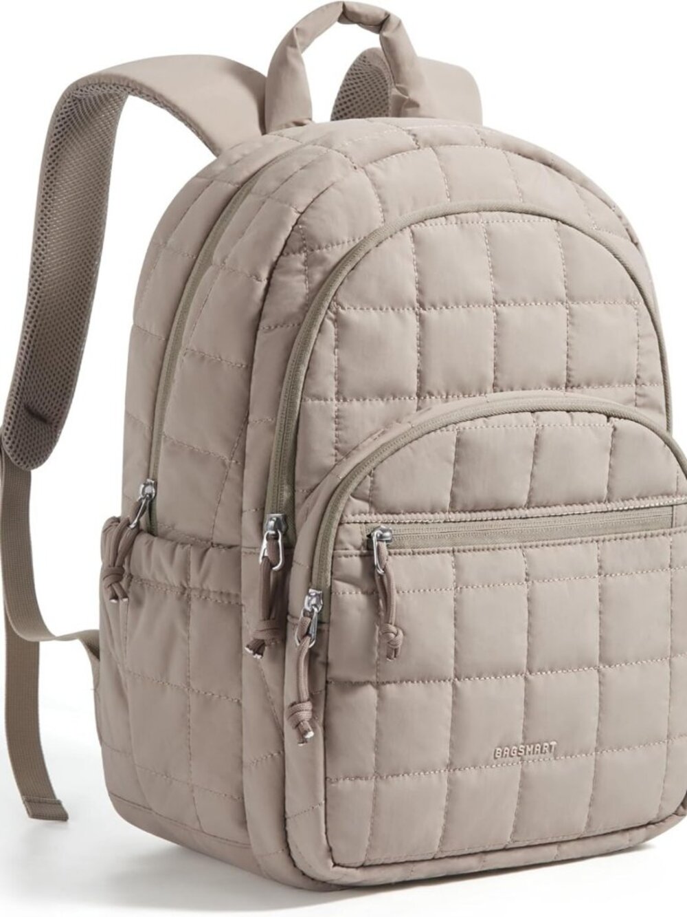 Stylish Quilted Laptop Backpack for Women, Water-Resistant Travel Daypack, Camel